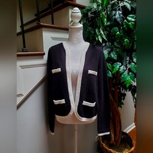 Ann Taylor Factory black & cream sweater